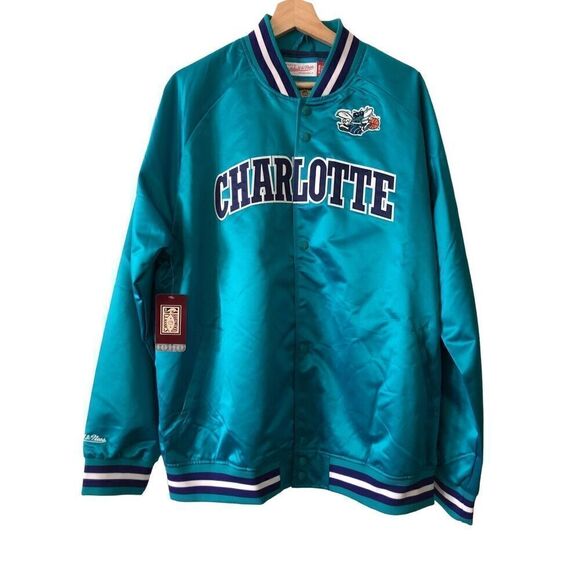Mitchell and Ness Charlotte Hornets Satin Varsity Jacket Men’s Size Large - Picture 1 of 5